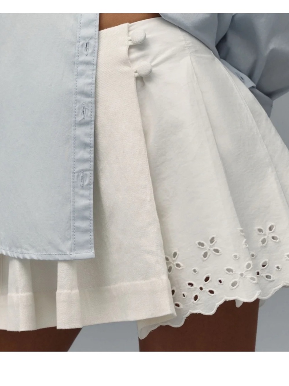 Maeve White Eyelet Circle Skirt with Scalloped Hem